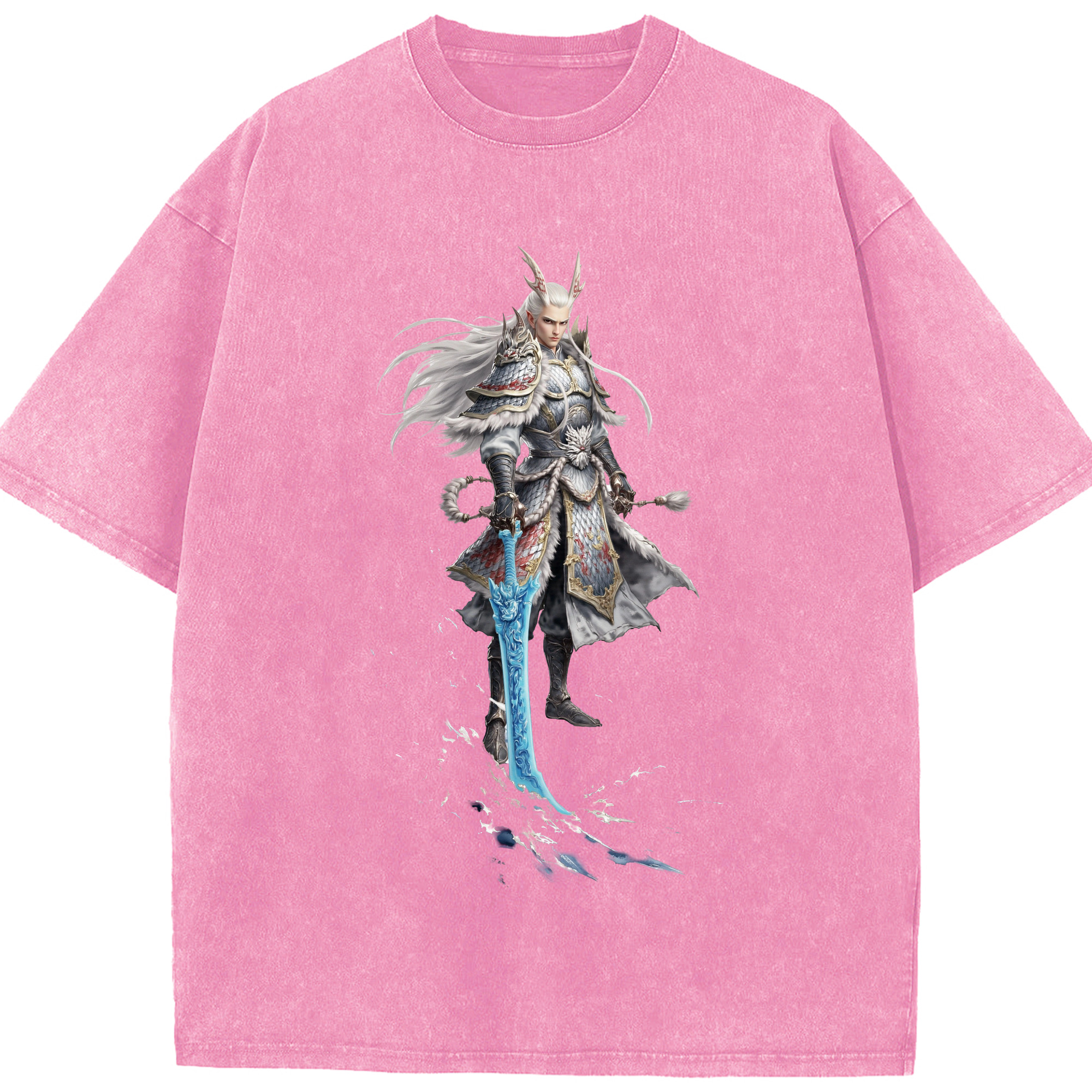 （画像用） Ne Zha 2 ナタ 魔童の大暴れ 綿100% ヴィンテージ風 半袖Tシャツ（フロントプリント）